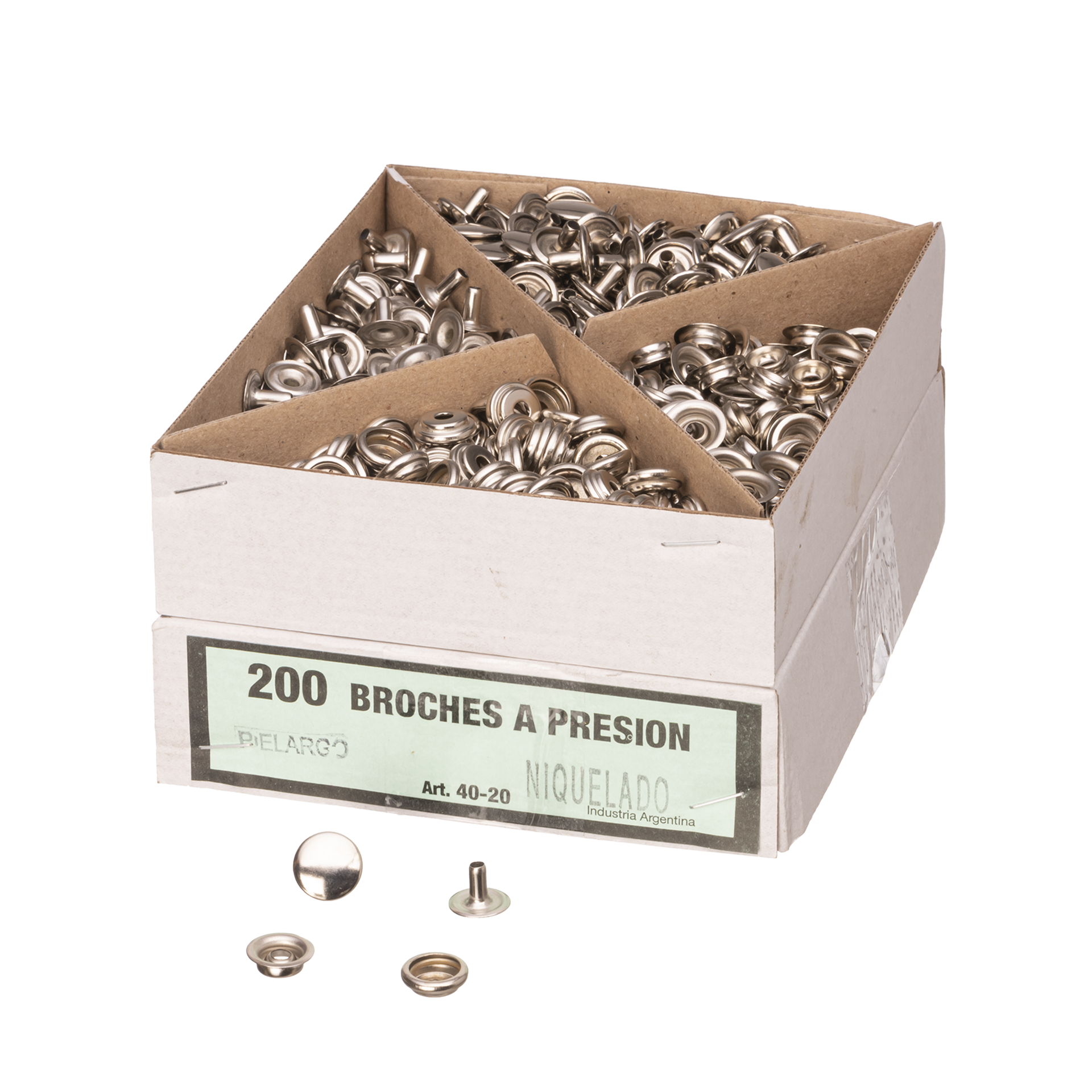 Broche 40-20 Pie Largo x 200u Niquelado (Bolsa Cerrada)